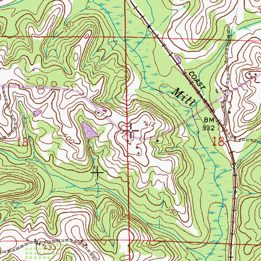 Topographic Map of Flowers Cemetery, AL