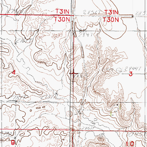 Topographic Map of 30N44E03CBBB01 Well, MT