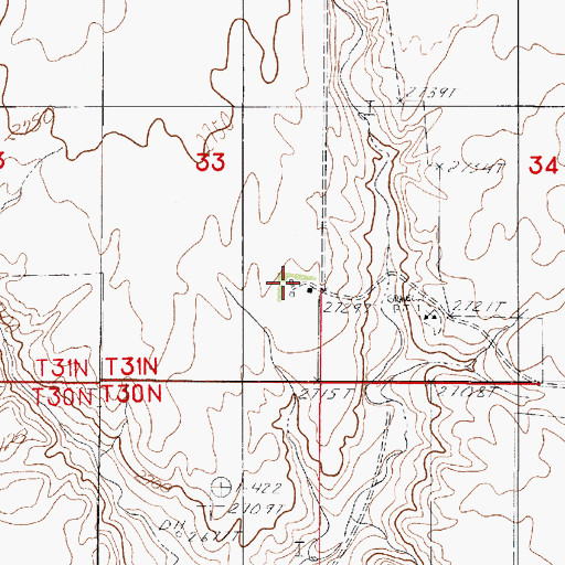 Topographic Map of 31N46E33DDAB01 Well, MT