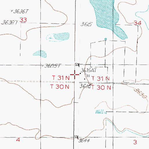 Topographic Map of 31N05W34CCCC01 Well, MT