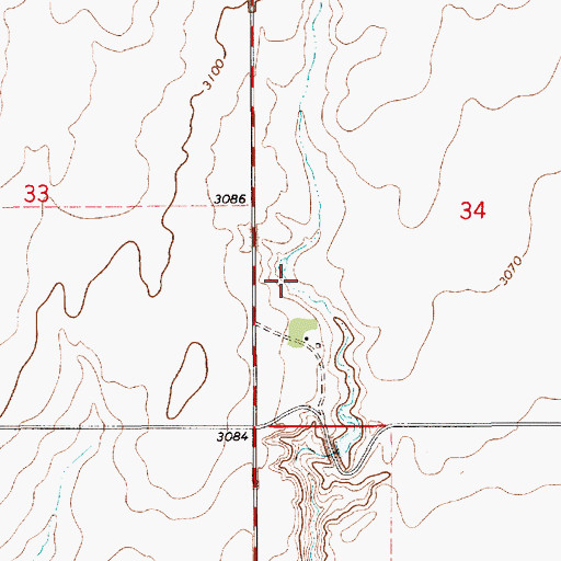 Topographic Map of 31N09E34CCBA01 Well, MT