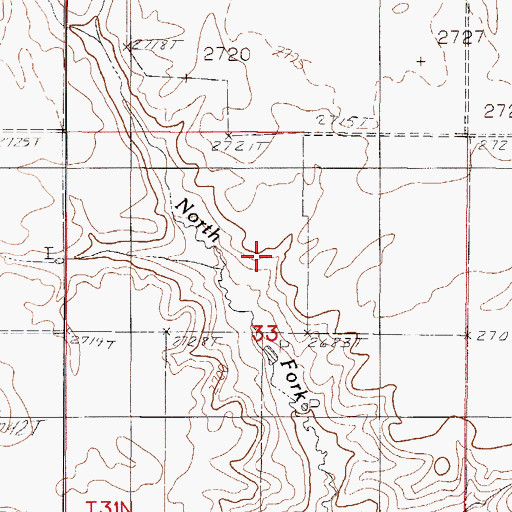 Topographic Map of 31N47E33AC__01 Well, MT