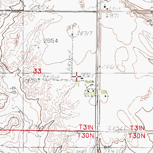 Topographic Map of 31N44E33DABA01 Well, MT