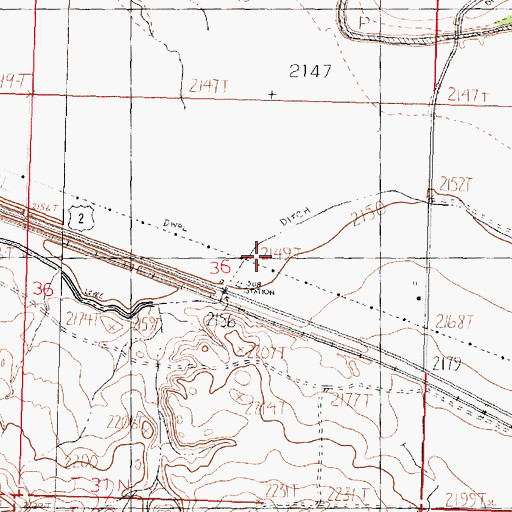 Topographic Map of 31N35E36BD__01 Well, MT