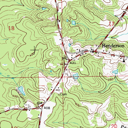 Topographic Map of Henderson Church, AL
