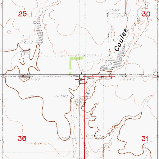 Topographic Map of 31N50E36AAAA01 Well, MT
