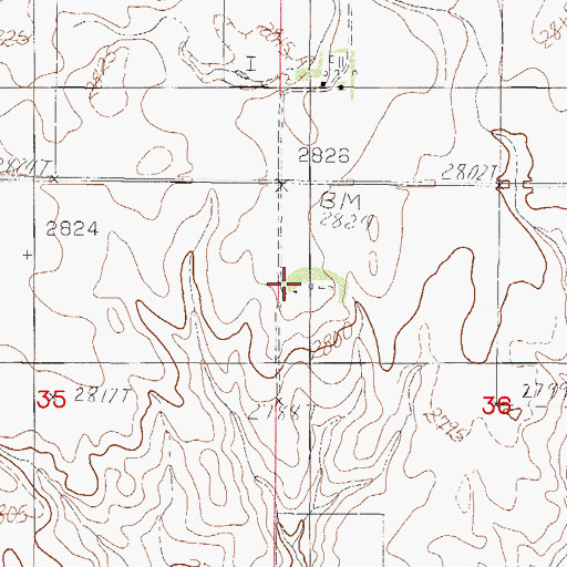Topographic Map of 31N45E36BCBB01 Well, MT