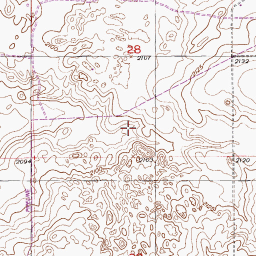 Topographic Map of 31N57E28DCBC01 Well, MT