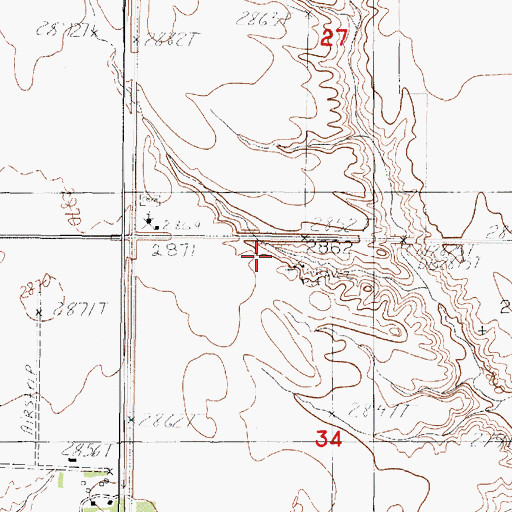 Topographic Map of 31N44E34BABA01 Well, MT