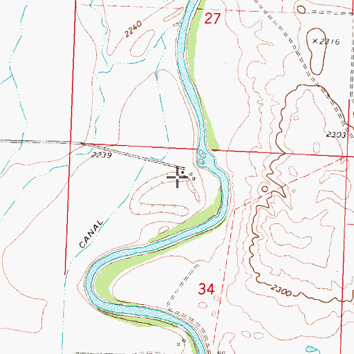 Topographic Map of 31N30E34BACA01 Well, MT