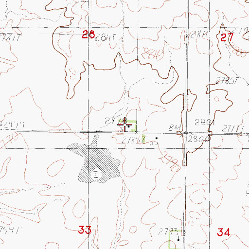 Topographic Map of 31N42E28DCDD01 Well, MT