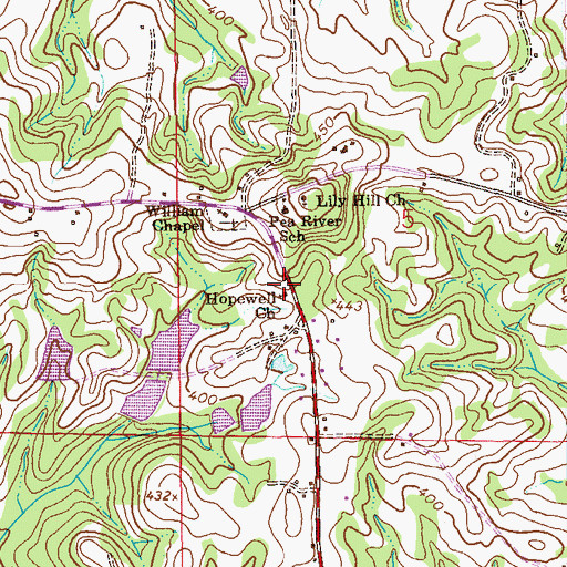 Topographic Map of Hopewell Cemetery, AL