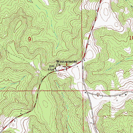 Topographic Map of Hussey Cemetery, AL