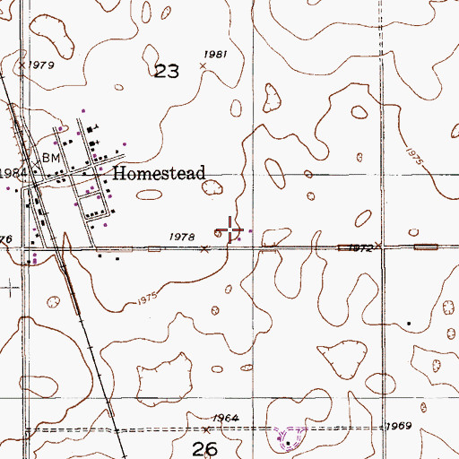 Topographic Map of 31N55E23DCCD01 Well, MT