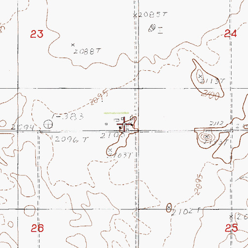 Topographic Map of 31N54E23DDDD01 Well, MT
