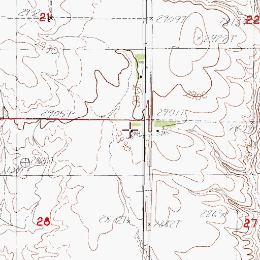 Topographic Map of 31N44E28AAAB01 Well, MT