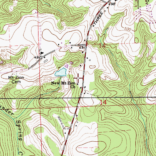 Topographic Map of Meadows Cemetery, AL
