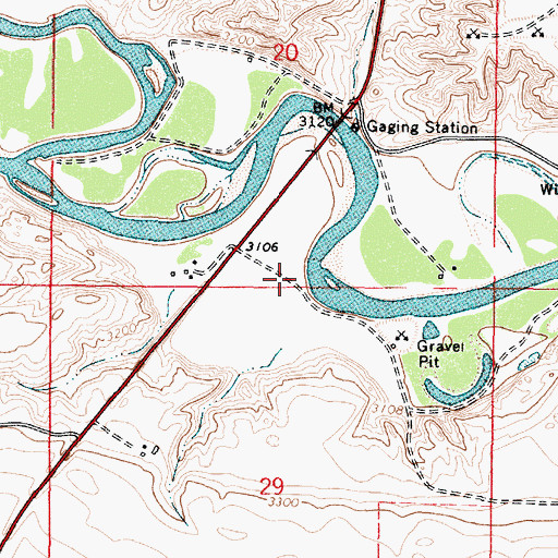 Topographic Map of 31N02W20CDDB01 Well, MT