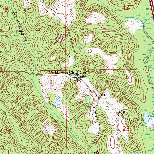 Topographic Map of Mount Moriah Cemetery, AL