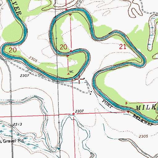 Topographic Map of 31N25E21CBCD01 Well, MT