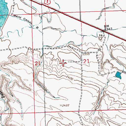 Topographic Map of 31N25E21CABA01 Well, MT