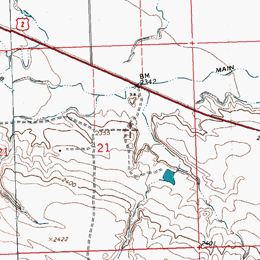 Topographic Map of 31N24E21ACDA01 Well, MT