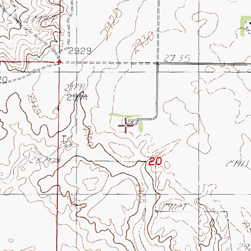 Topographic Map of 31N44E20BDBD01 Well, MT