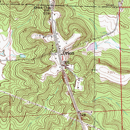 Topographic Map of Orion Church, AL