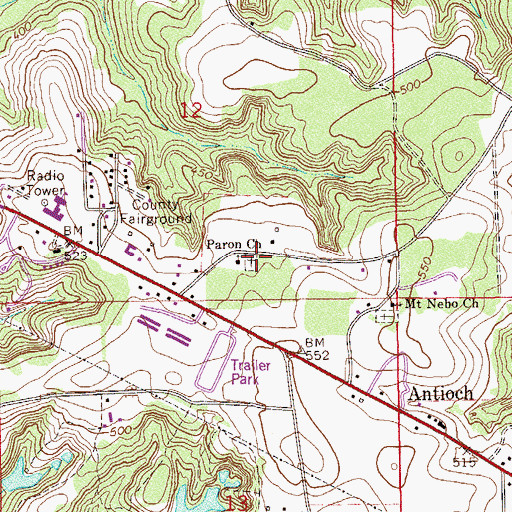 Topographic Map of Paran Cemetery, AL