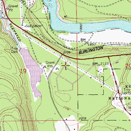Topographic Map of 31N33W19ADBD01 Well, MT