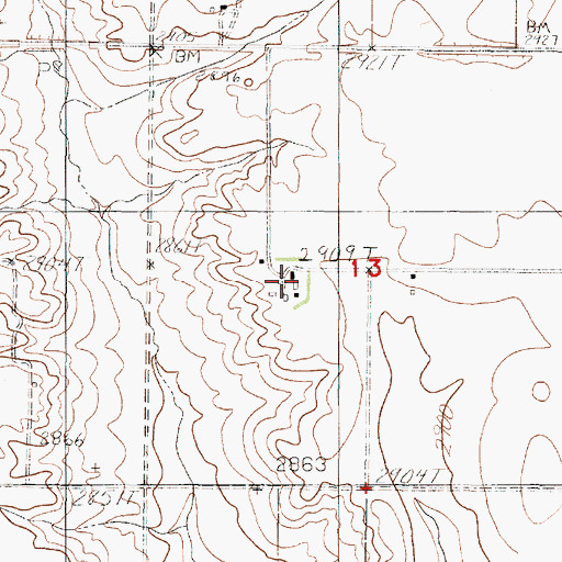 Topographic Map of 31N44E13CABA01 Well, MT