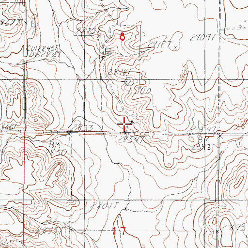 Topographic Map of 31N45E08DCCC01 Well, MT