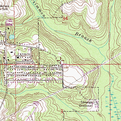 Topographic Map of Sanders Cemetery, AL