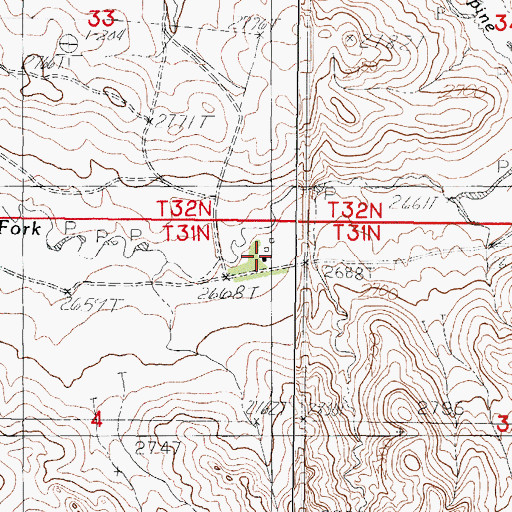 Topographic Map of 31N44E04AAAC01 Well, MT
