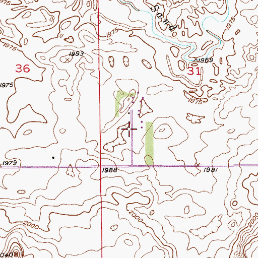 Topographic Map of 32N58E31CBDD01 Well, MT
