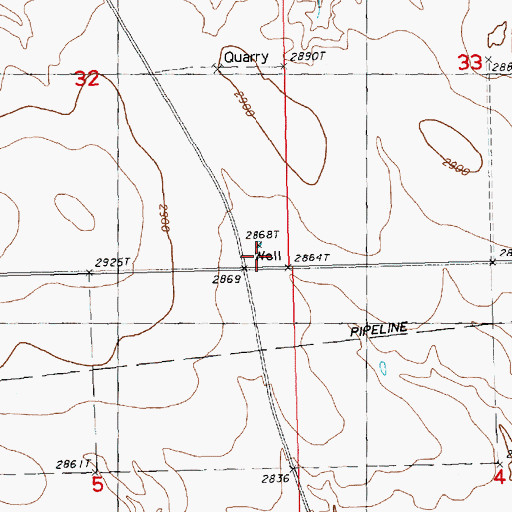 Topographic Map of 32N20E32DDDC01 Well, MT
