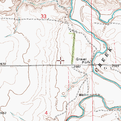 Topographic Map of 32N14E33DD__01 Well, MT