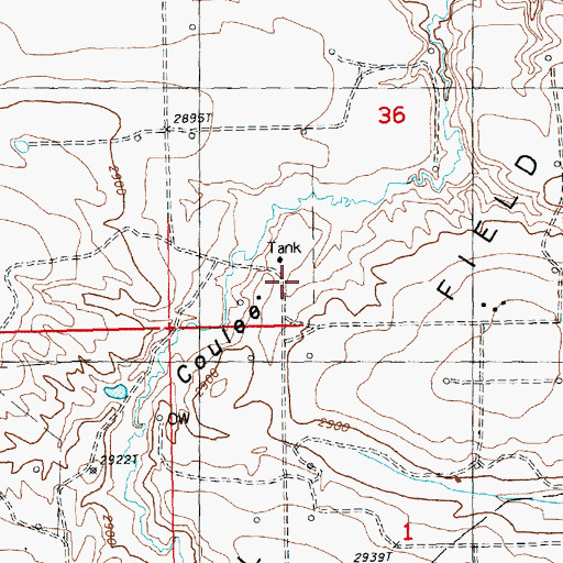 Topographic Map of 32N19E36CDCB01 Well, MT