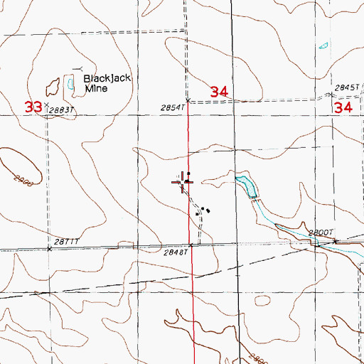 Topographic Map of 32N20E34CCBB01 Well, MT