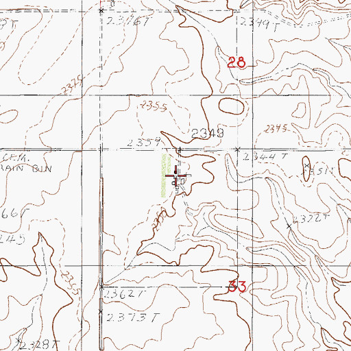 Topographic Map of 32N54E33BABC01 Well, MT