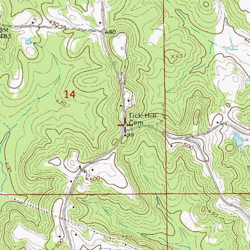 Topographic Map of Tick Hill Cemetery, AL