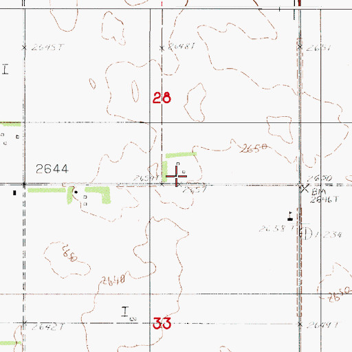 Topographic Map of 32N51E28DCCD01 Well, MT