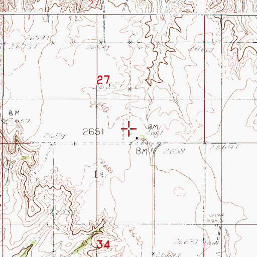 Topographic Map of 32N50E27DCDC01 Well, MT