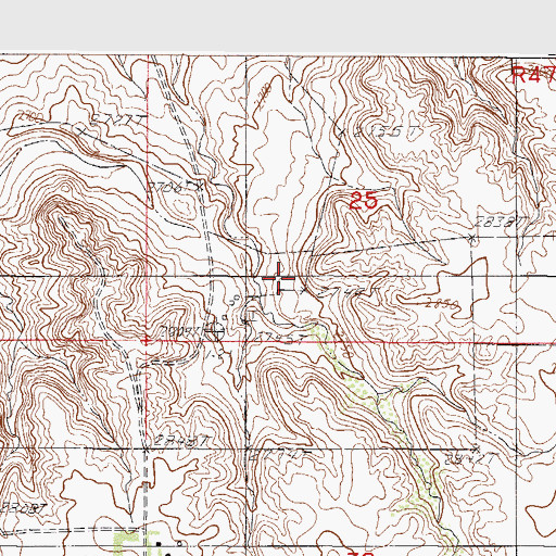 Topographic Map of 32N47E25CDBD01 Spring, MT