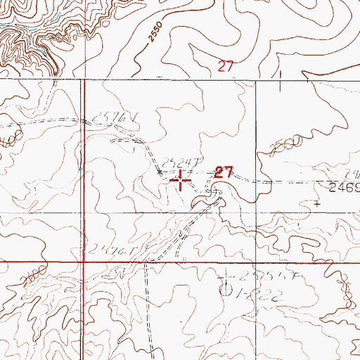 Topographic Map of 32N48E27CACD01 Well, MT