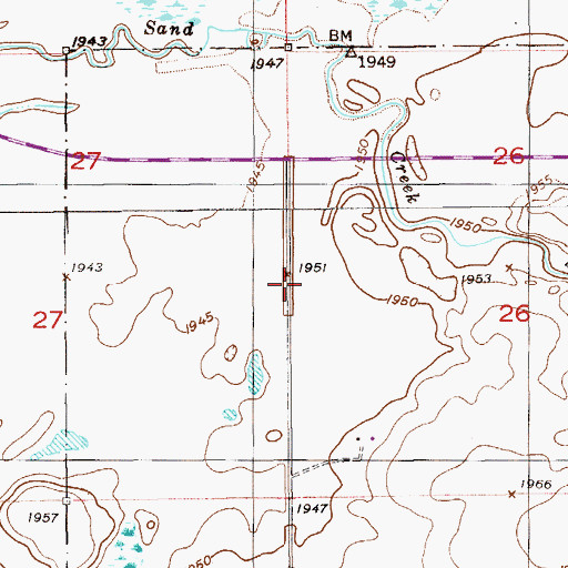 Topographic Map of 32N57E26CBBB02 Well, MT