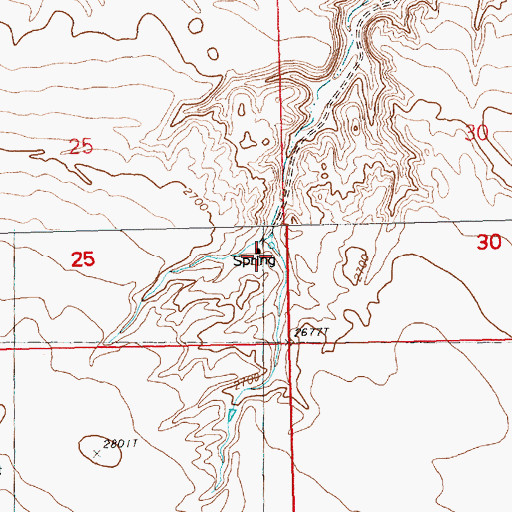 Topographic Map of 32N20E25DDAA01 Well, MT