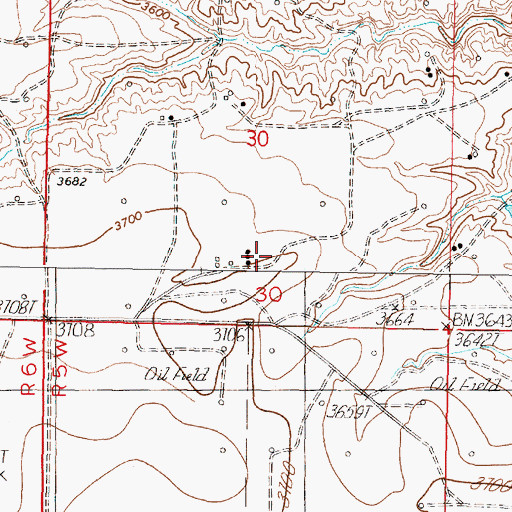 Topographic Map of 32N05W30DC__01 Well, MT