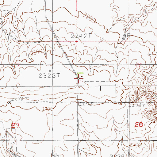Topographic Map of 32N54E26BCBB01 Well, MT