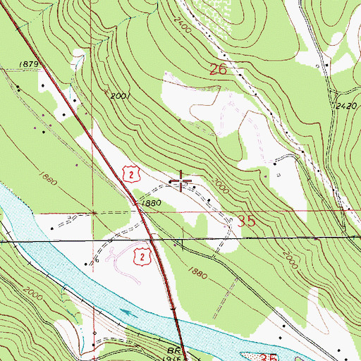 Topographic Map of 32N34W26CDCA01 Well, MT